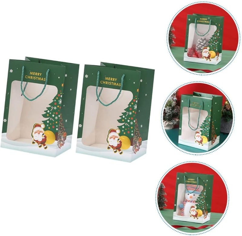 Santa Bags 2 Pack Lightweight Christmas Candy Storage Pouches Red Green Designs - Image 5